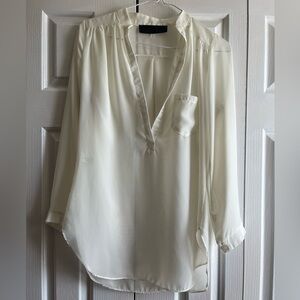 Cream & sheer open neck blouse, size small